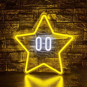 لوحة نيون نجمة ماريو – قوة لا تُهزم