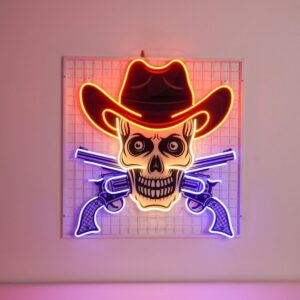 لوحة جمجمة الكاوبوي النيون (Cowboy Skull Neon Sign)