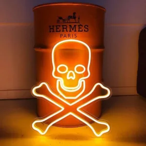 لوحة نيون الجمجمة والعظام | Skull & Crossbones Neon