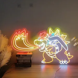 لوحة نيون باوزر الناري | Bowser Neon Flame Art