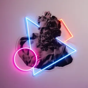 لوحة نيون تمثال هندسي