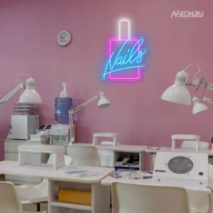 يافطة نيون Nails ويا صبغ أظافر