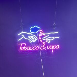ساين نيون إيدين وعليها نص Tobaco & vape