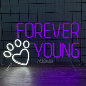 يافطة نيون Forever Young وياها شكل رجل