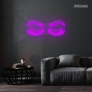 لوحة نيون للحايط حواجب ورموش