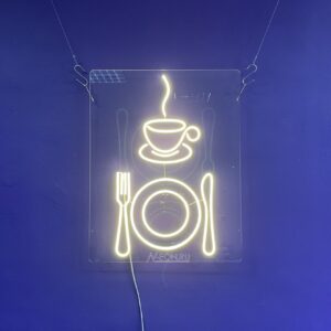 لافتة نيون كوب وصحن