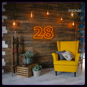 أرقام نيون للفوتوزون بعيد ميلاد - 28 سنة
